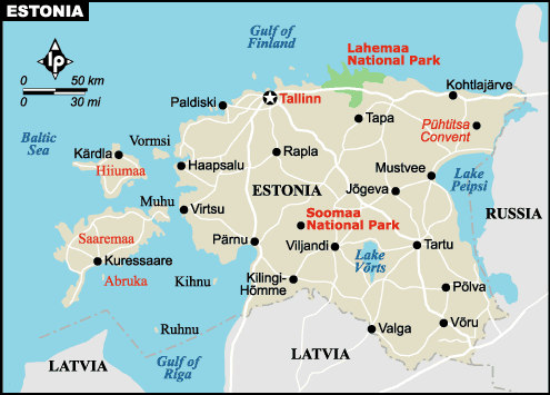 estonie villes carte