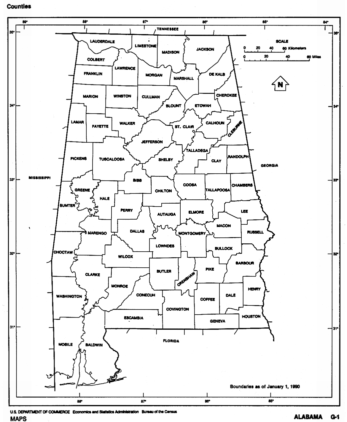 comtes carte de alabama