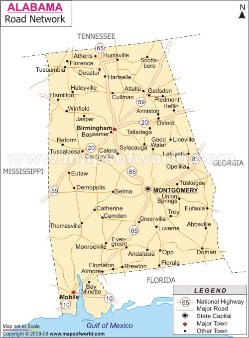 route carte de alabama