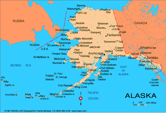 alaska carte canada russie