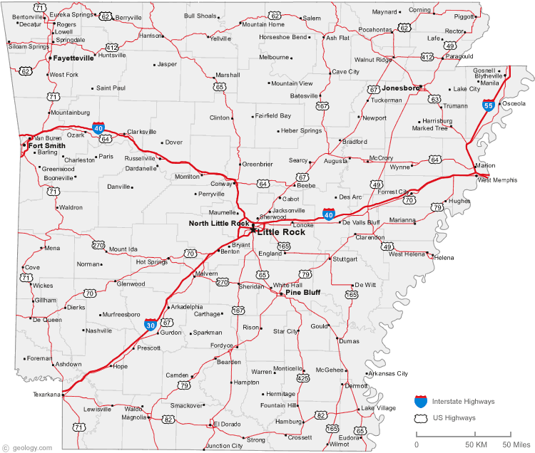 arkansas gros villes carte