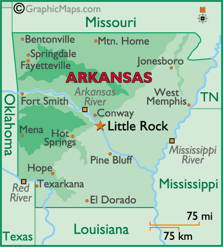 etat carte de arkansas