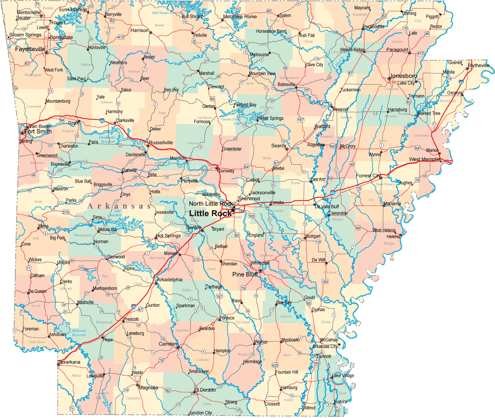 politique carte de arkansas