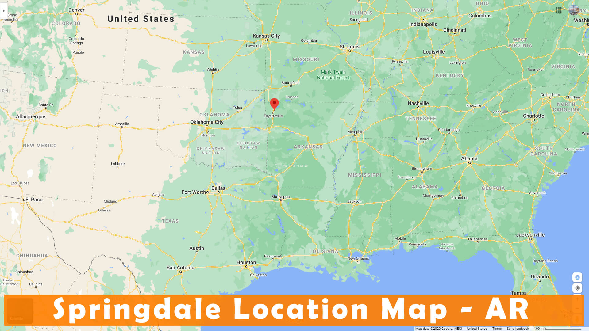 Springdale Arkansas Plan et Image Satellite