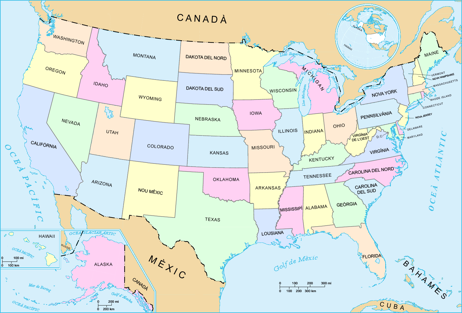 Aux Etats Unis Hawaii Alaska Carte
