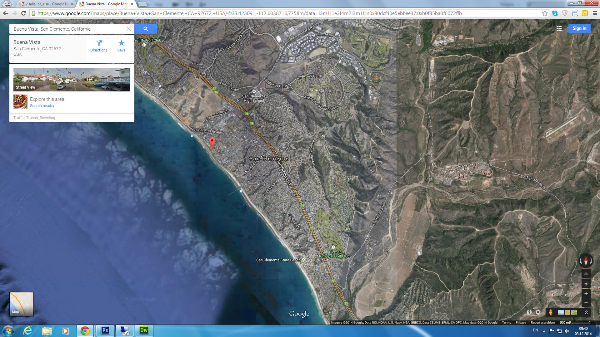 buena vista carte californie eu satellite