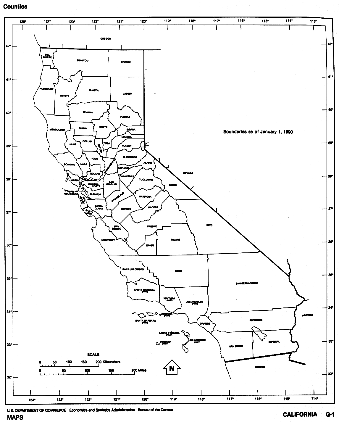 californie carte 1990