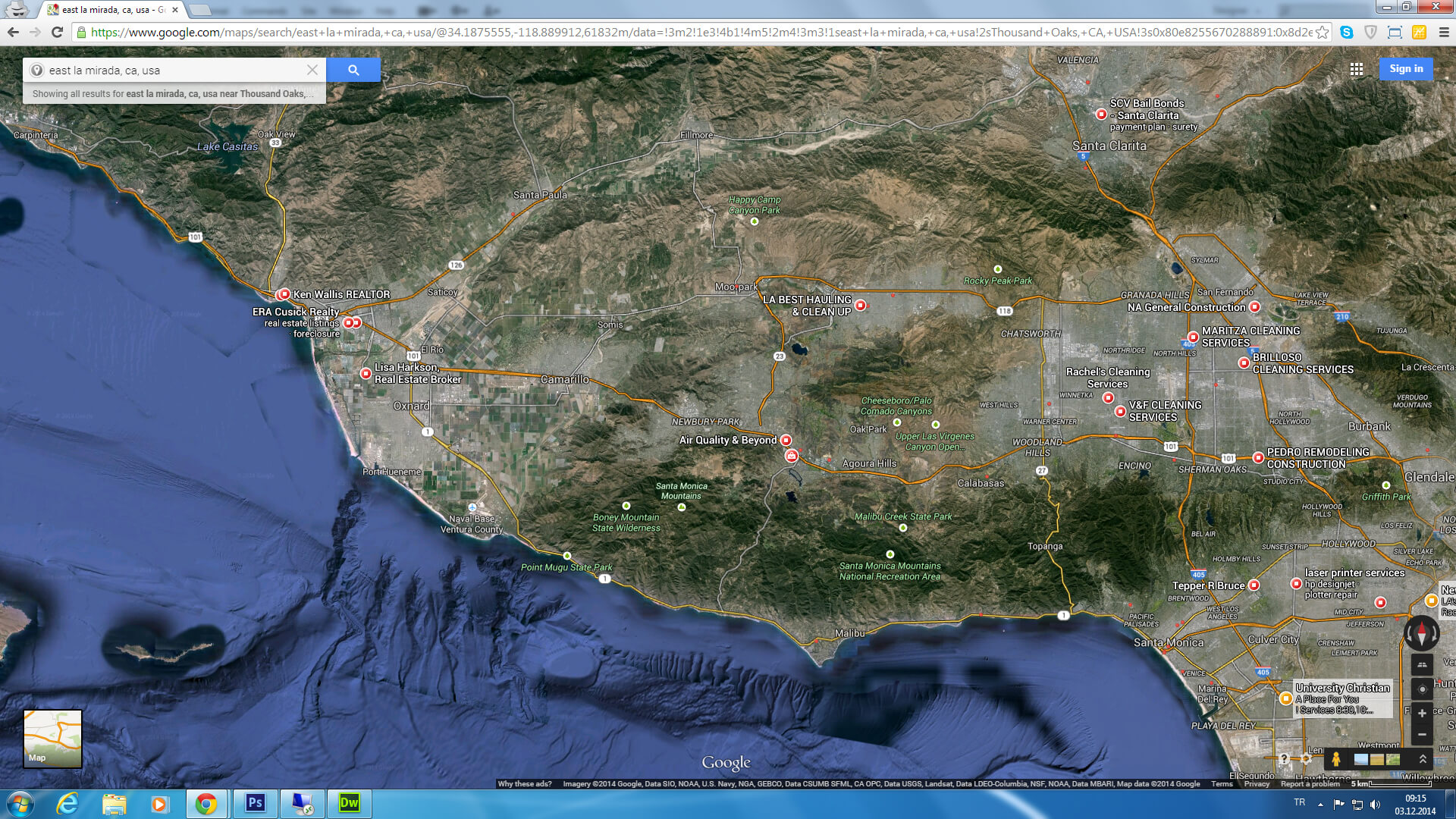 east la mirada carte californie eu satellite