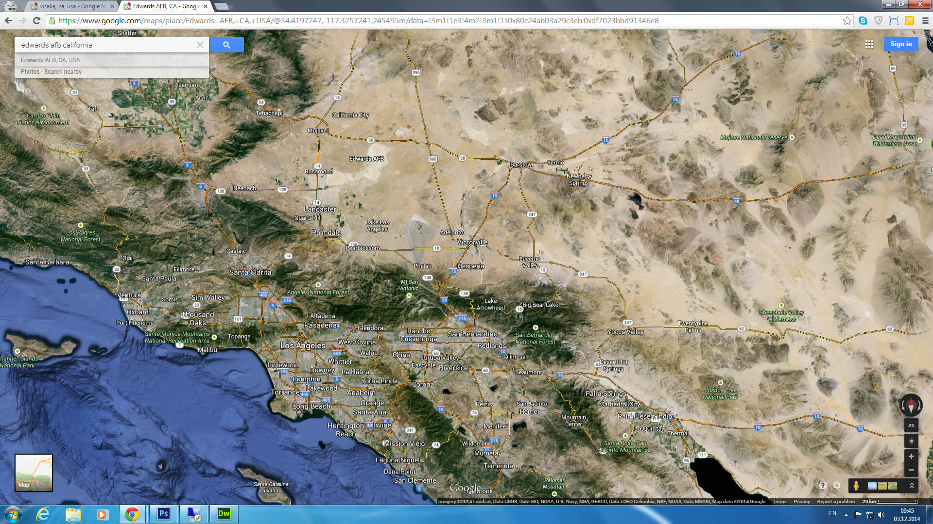 edwards afb carte californie eu satellite