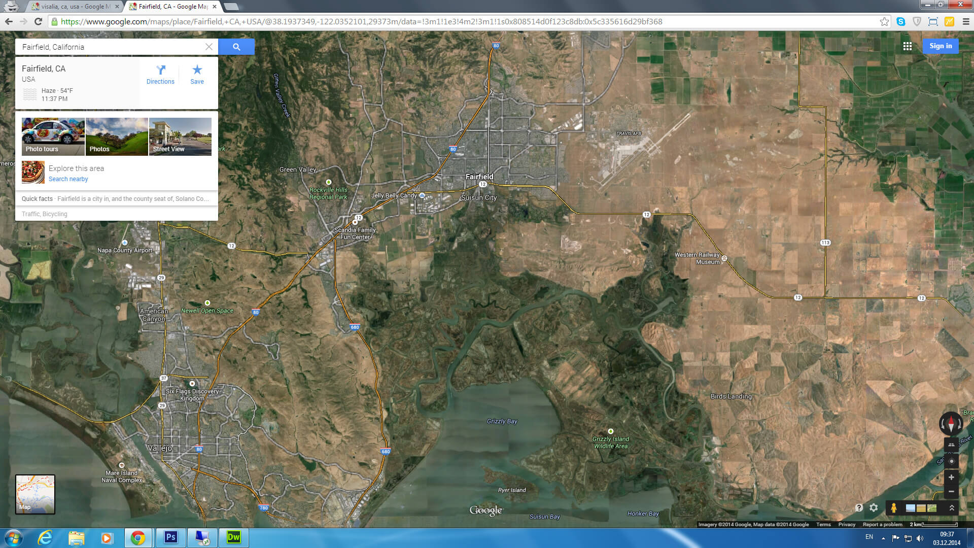 fairfield carte californie eu satellite