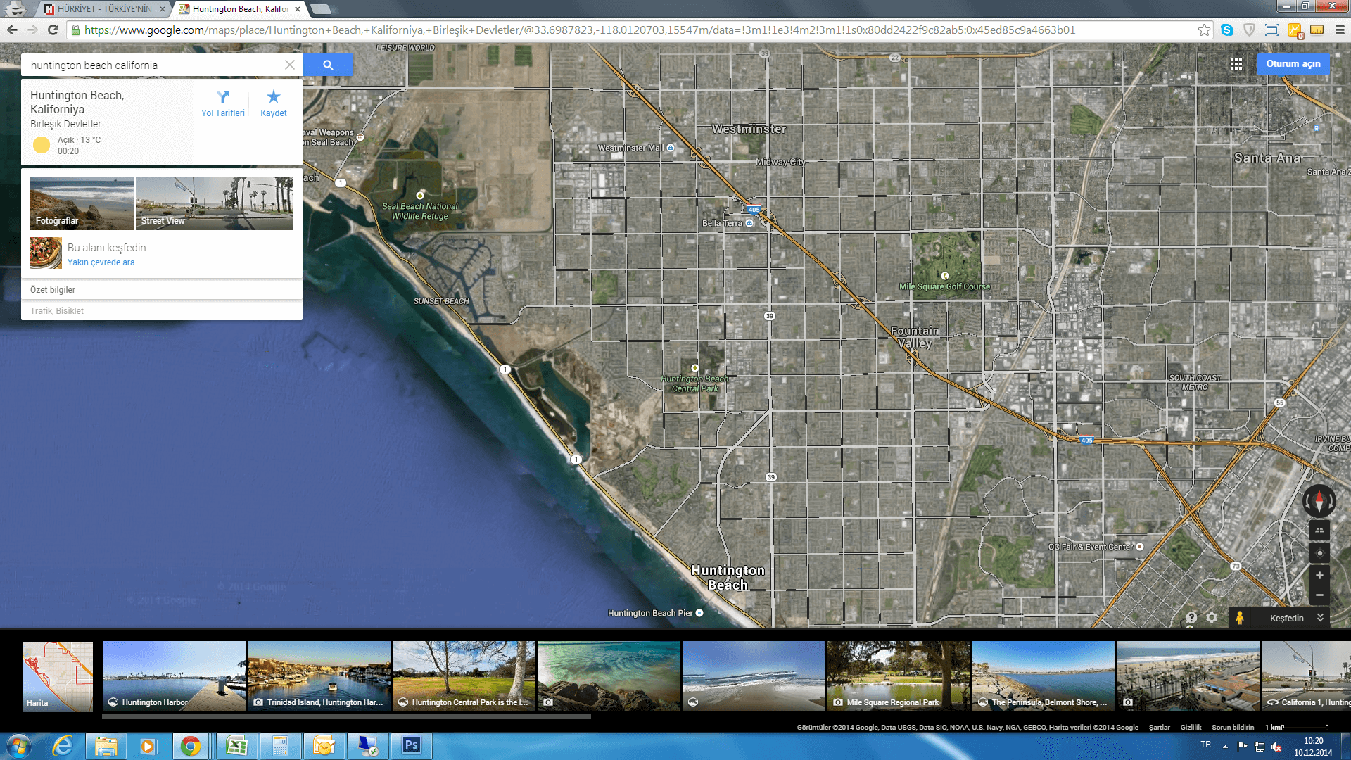 huntington beach carte californie eu satellite