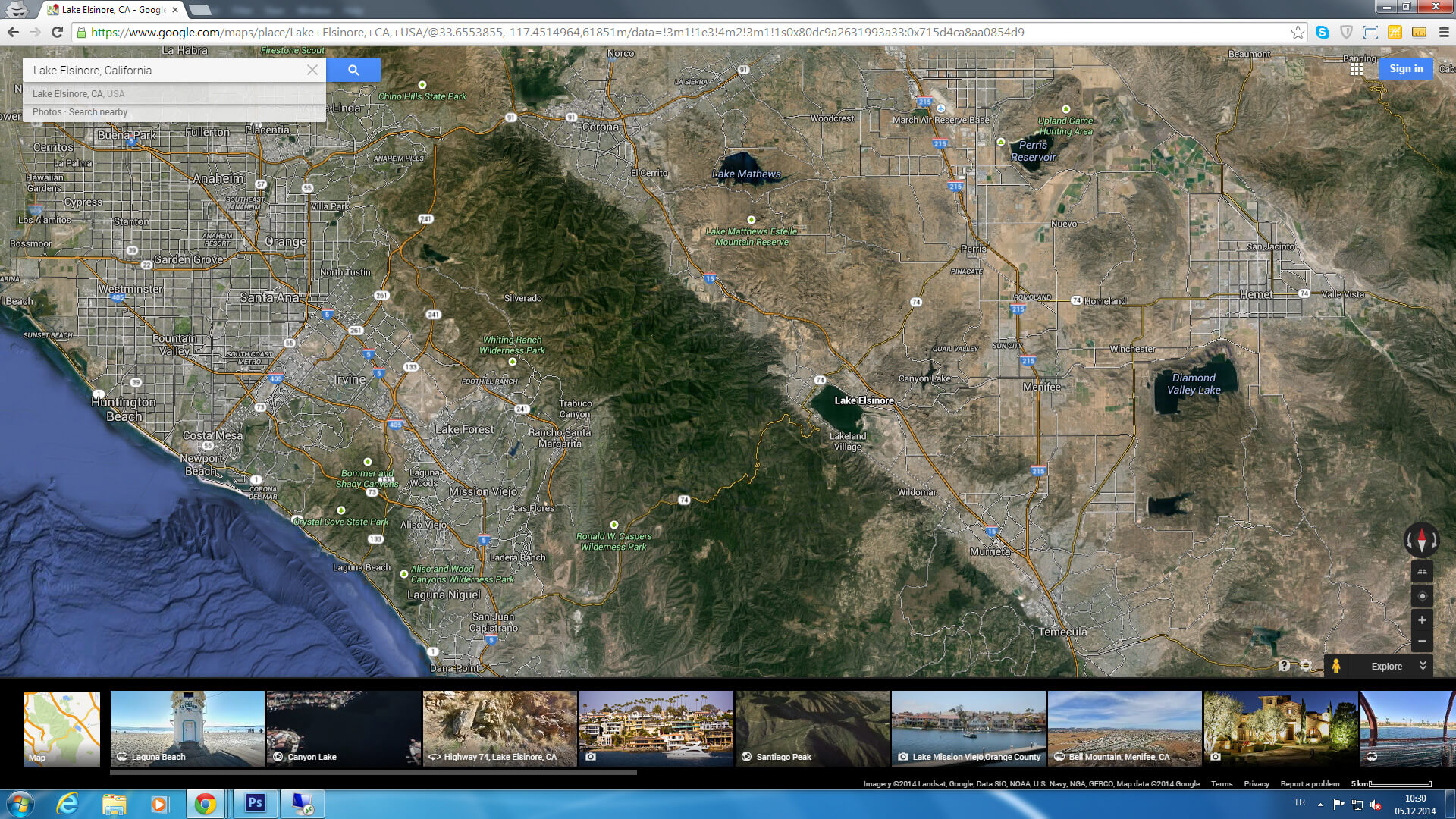 lake elsinore carte californie eu satellite