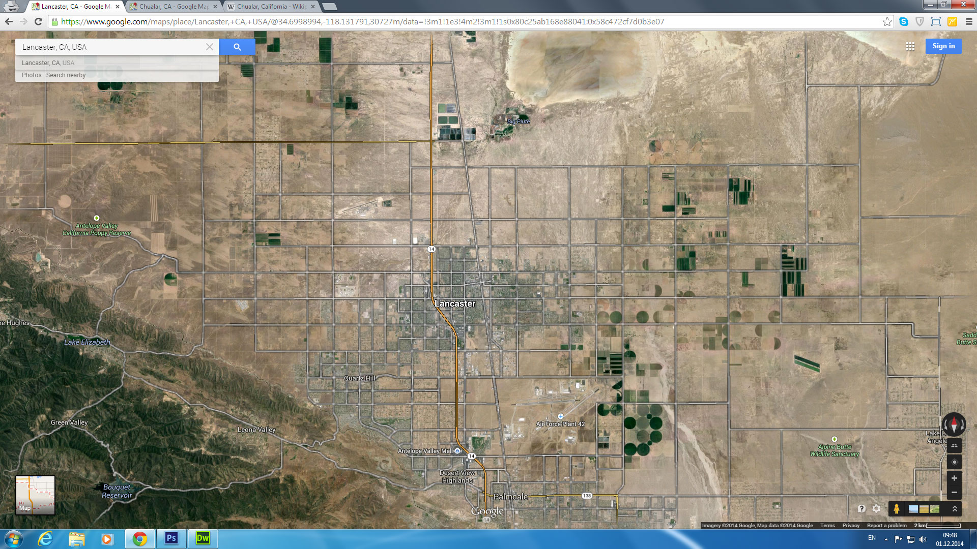 lancaster carte californie eu satellite