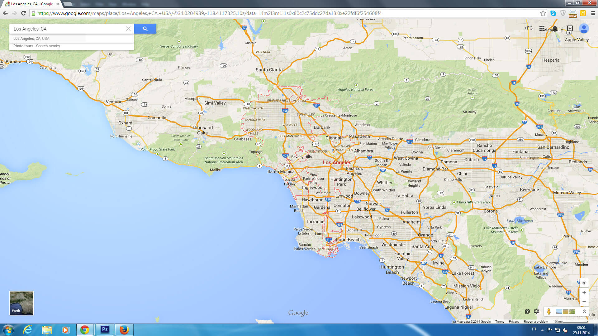 los angeles carte californie eu