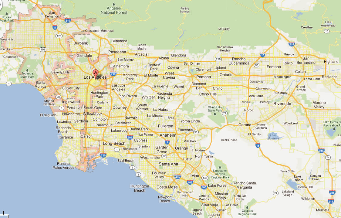 los angeles carte ville frontiere