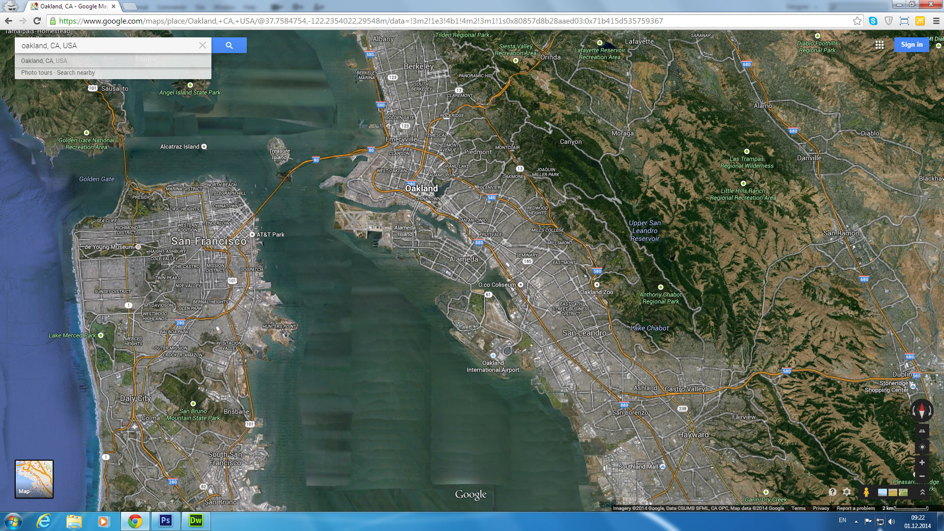 oakland carte californie eu satellite