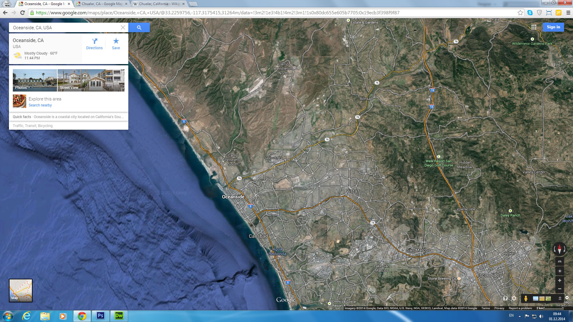 oceanside carte californie eu satellite