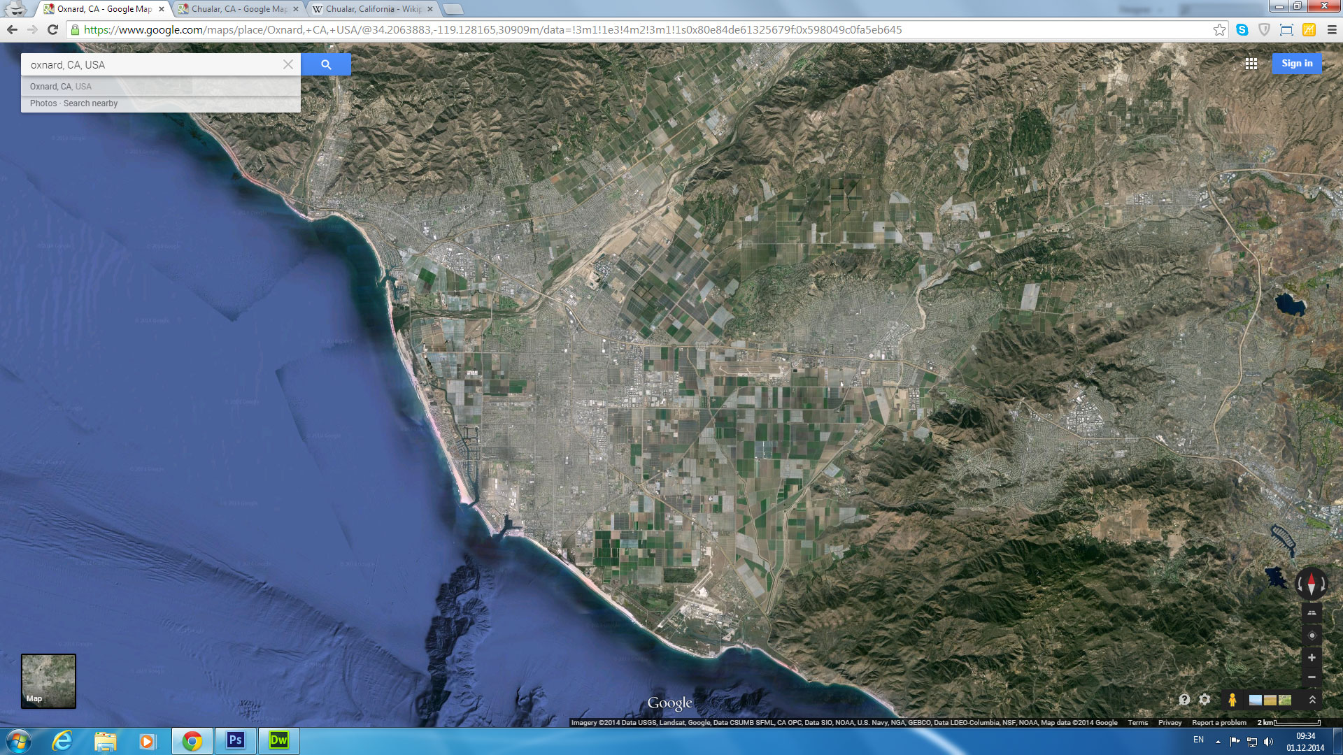 oxnard carte californie eu satellite