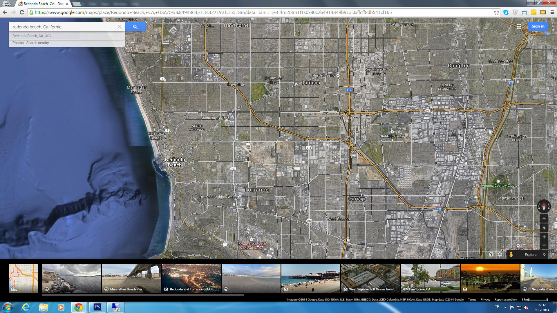 redondo beach carte californie eu satellite