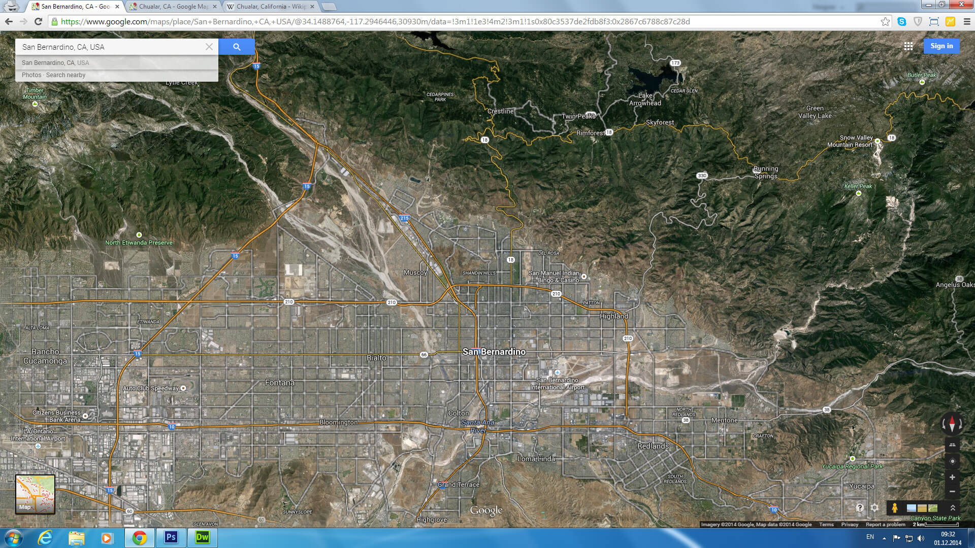 san bernardino carte californie eu satellite