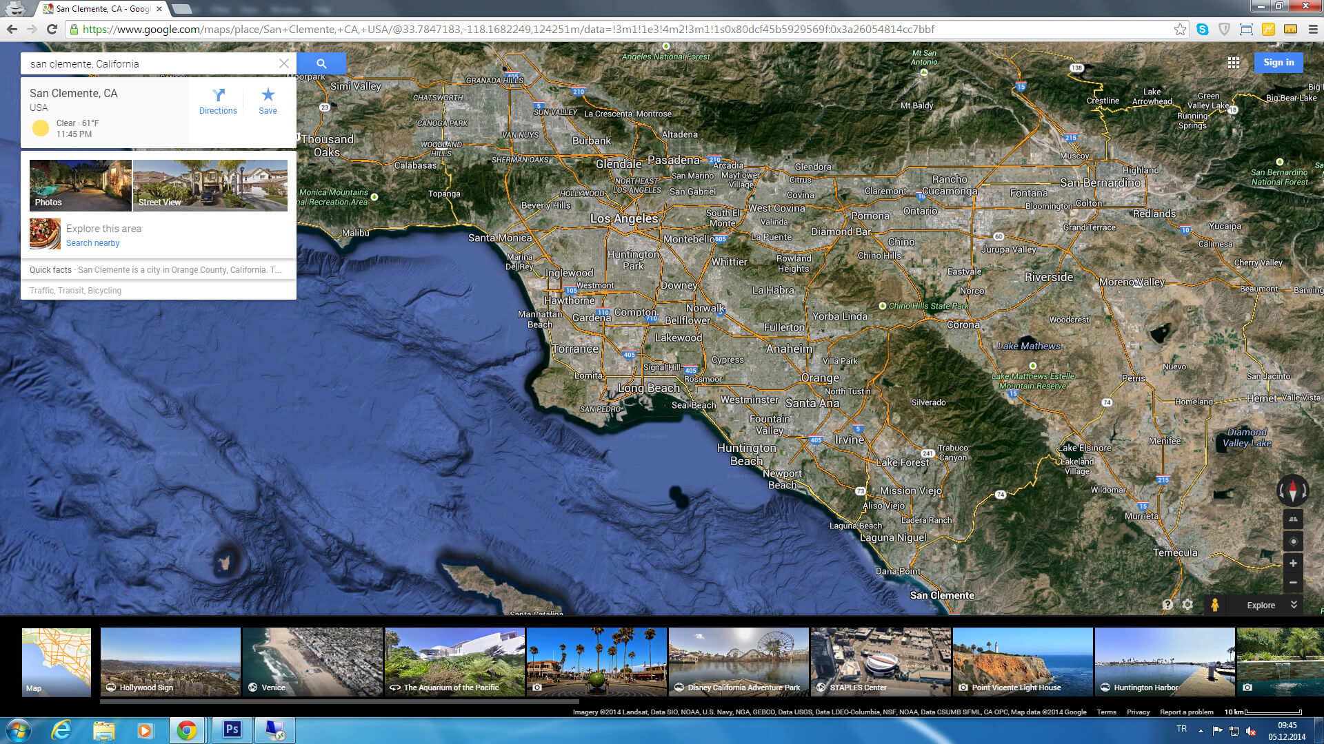 san clemente carte californie eu satellite