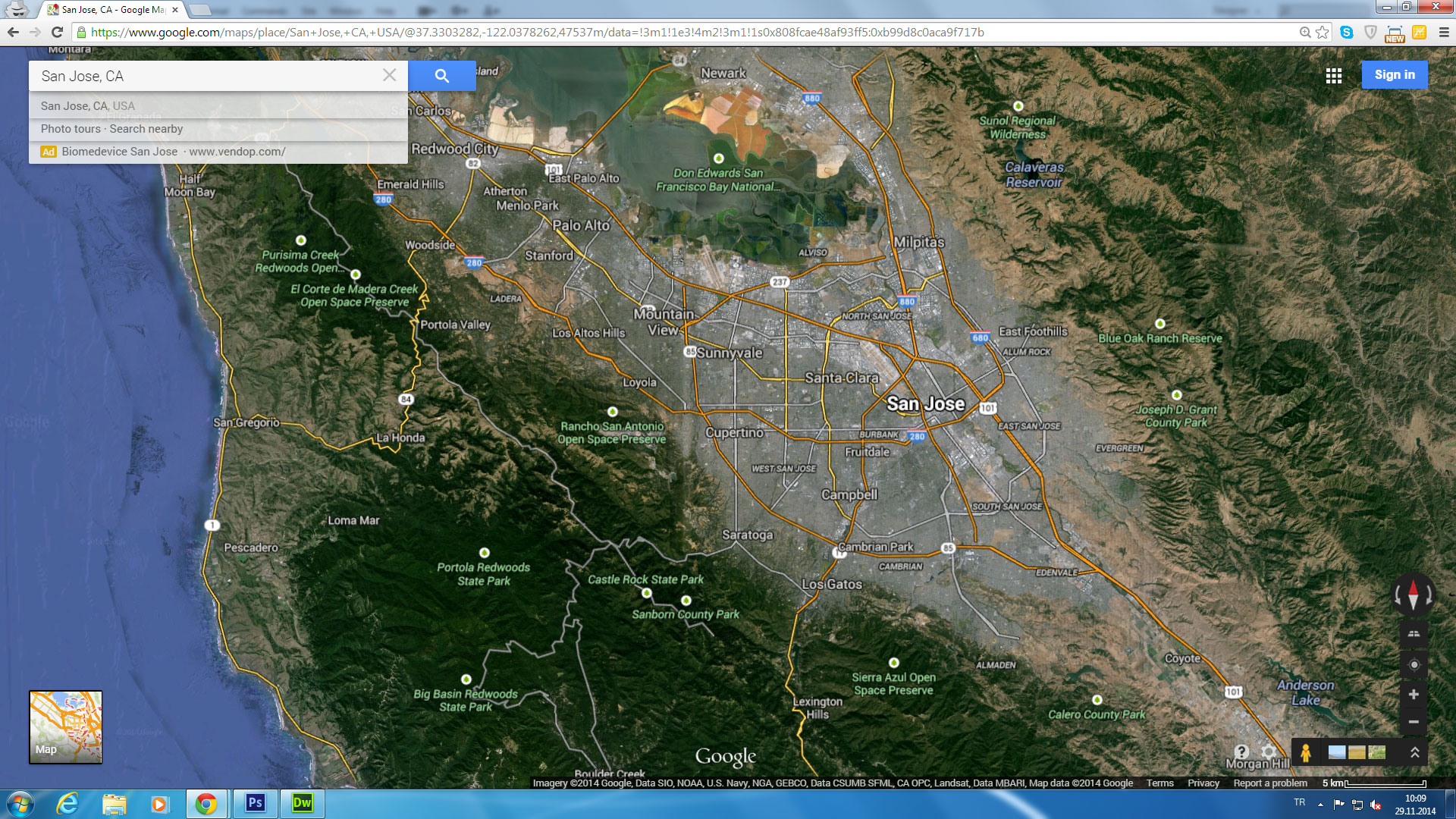 san jose carte californie eu satellite