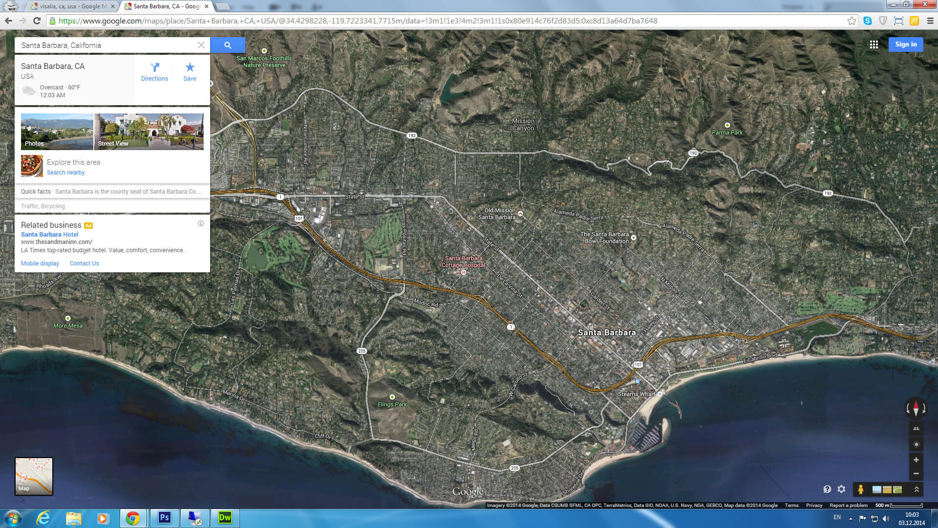 santa barbara carte californie eu satellite