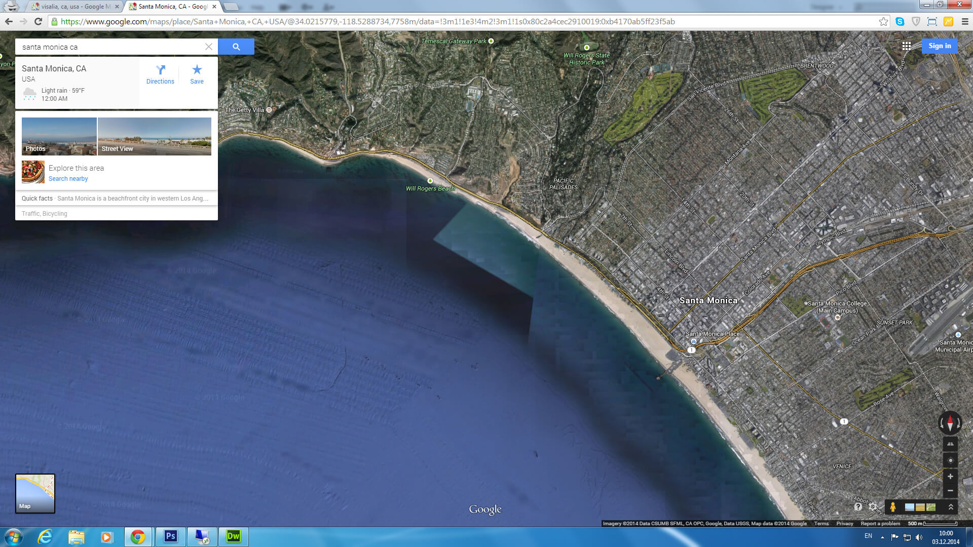 santa monica carte californie eu satellite