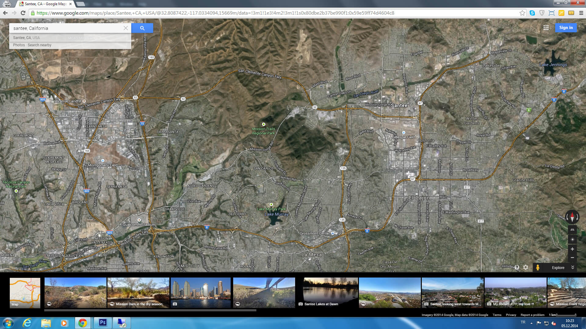 santee carte californie eu satellite