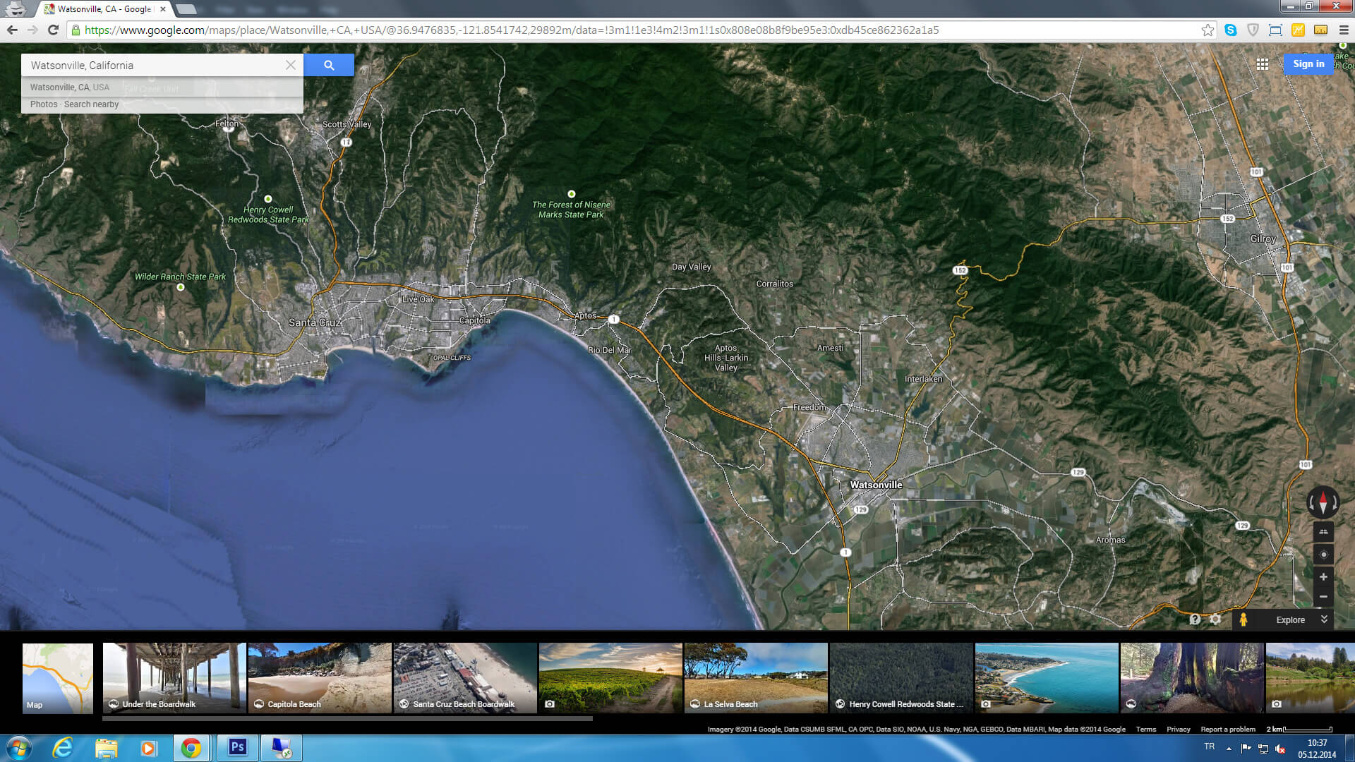 watsonville carte californie eu satellite