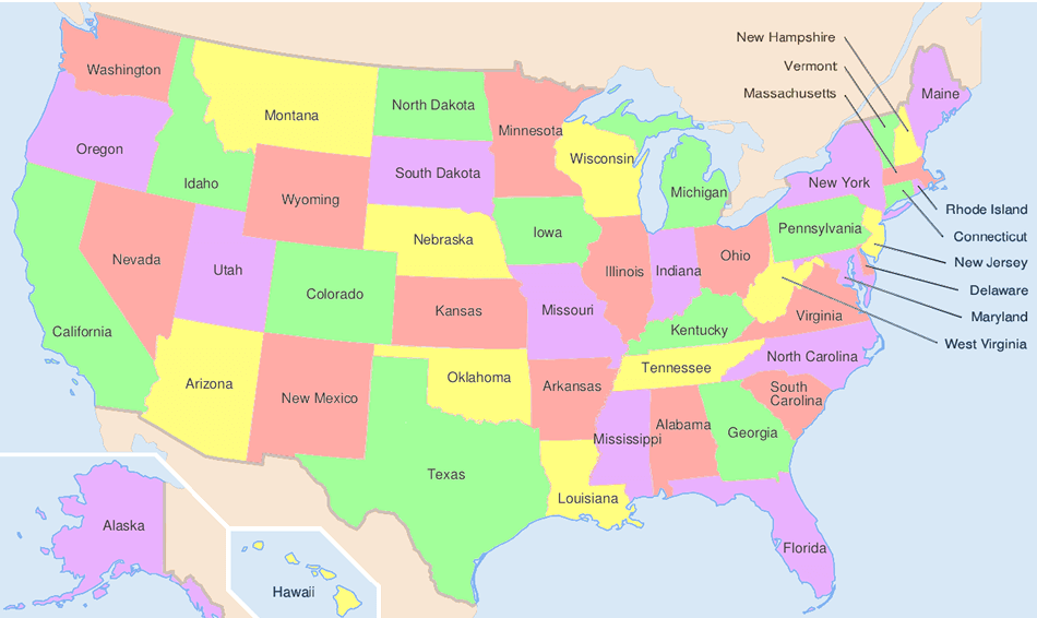 Carte du Etats Unis