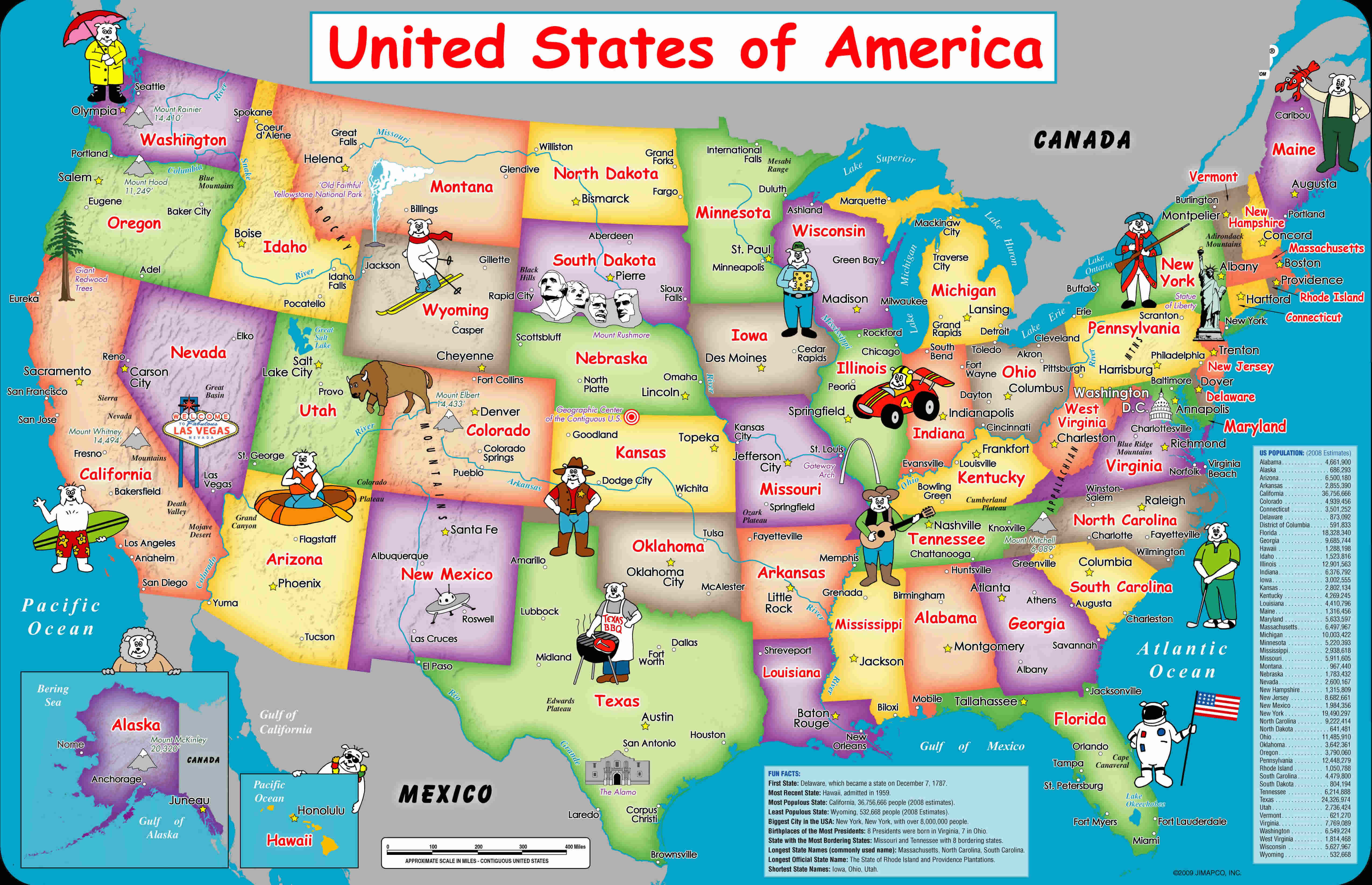 carte du usa mur