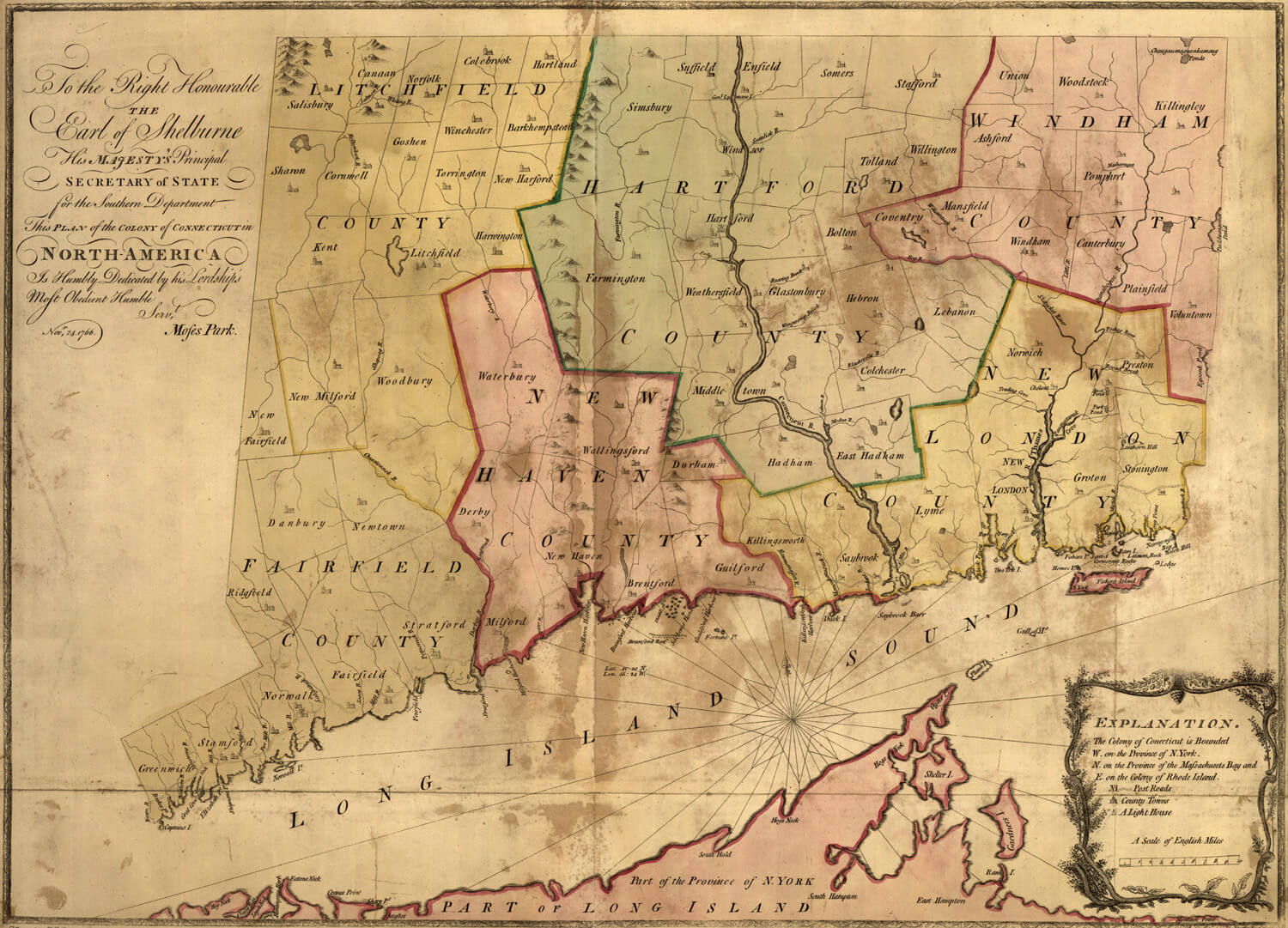 connecticut historique carte