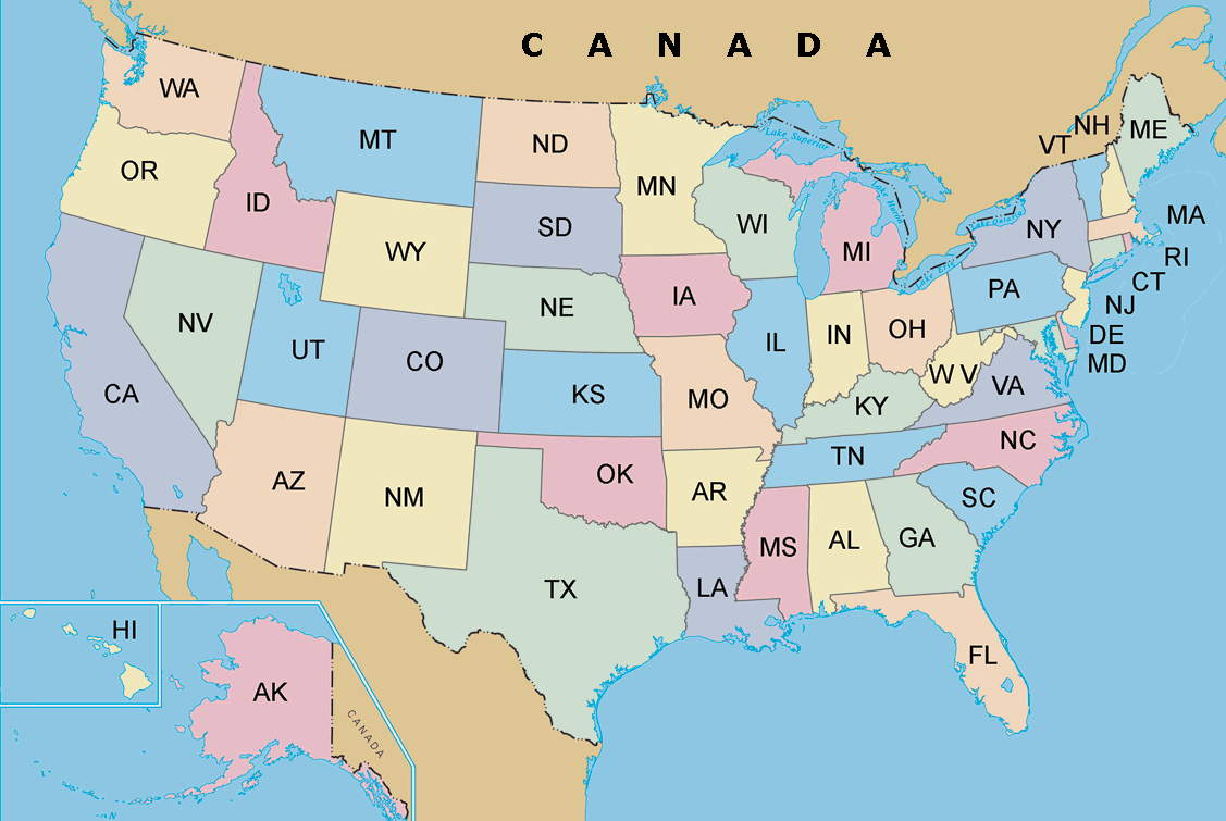 Etats Carte USA