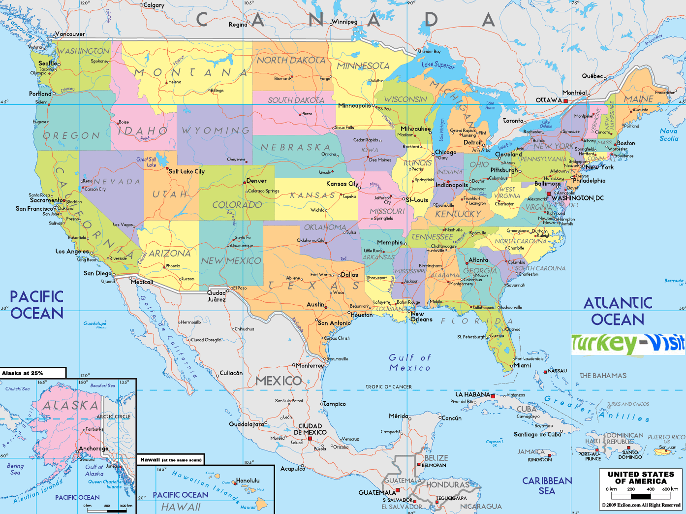 Etats Unis Carte Avec Etats