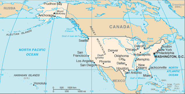 Etats Unis du Amerique Carte