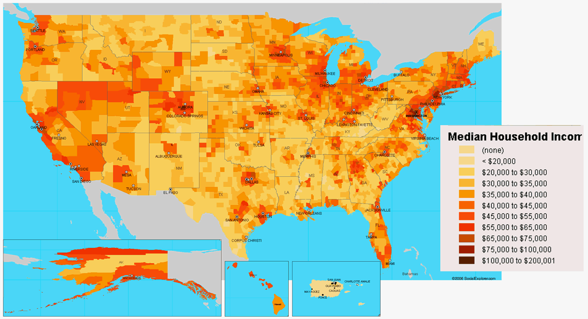 Etats Unis Revenu Carte