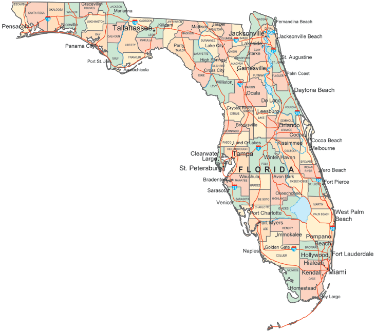 carte du florida comtes