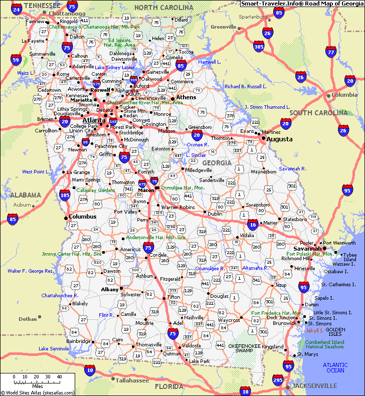 route carte du georgie