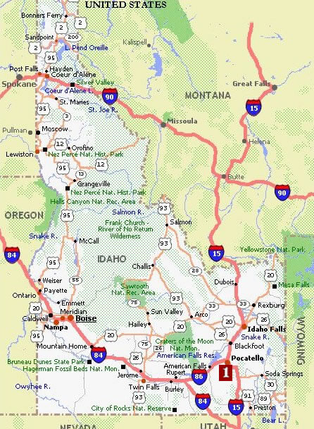 idaho route carte