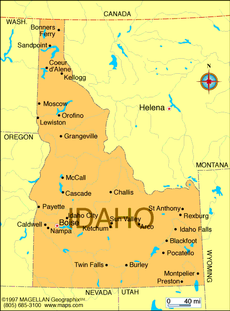 idaho villes carte