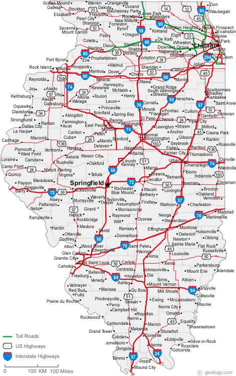 carte du illinois villes