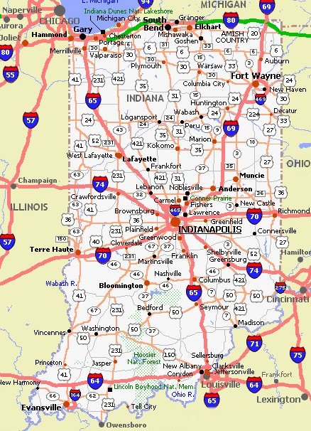 indiana itineraire carte