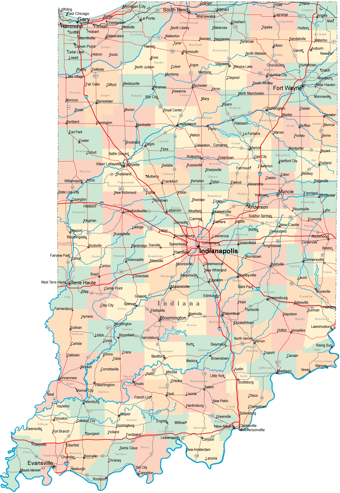 indiana itineraire carte