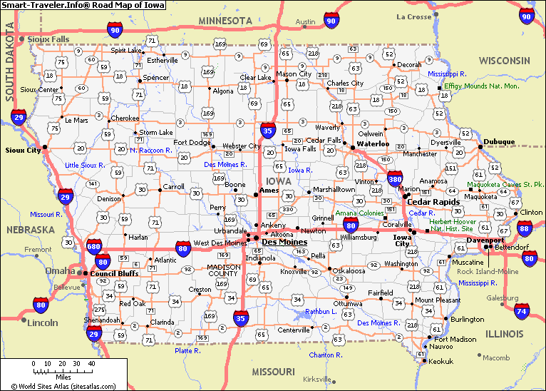 iowa itineraire carte