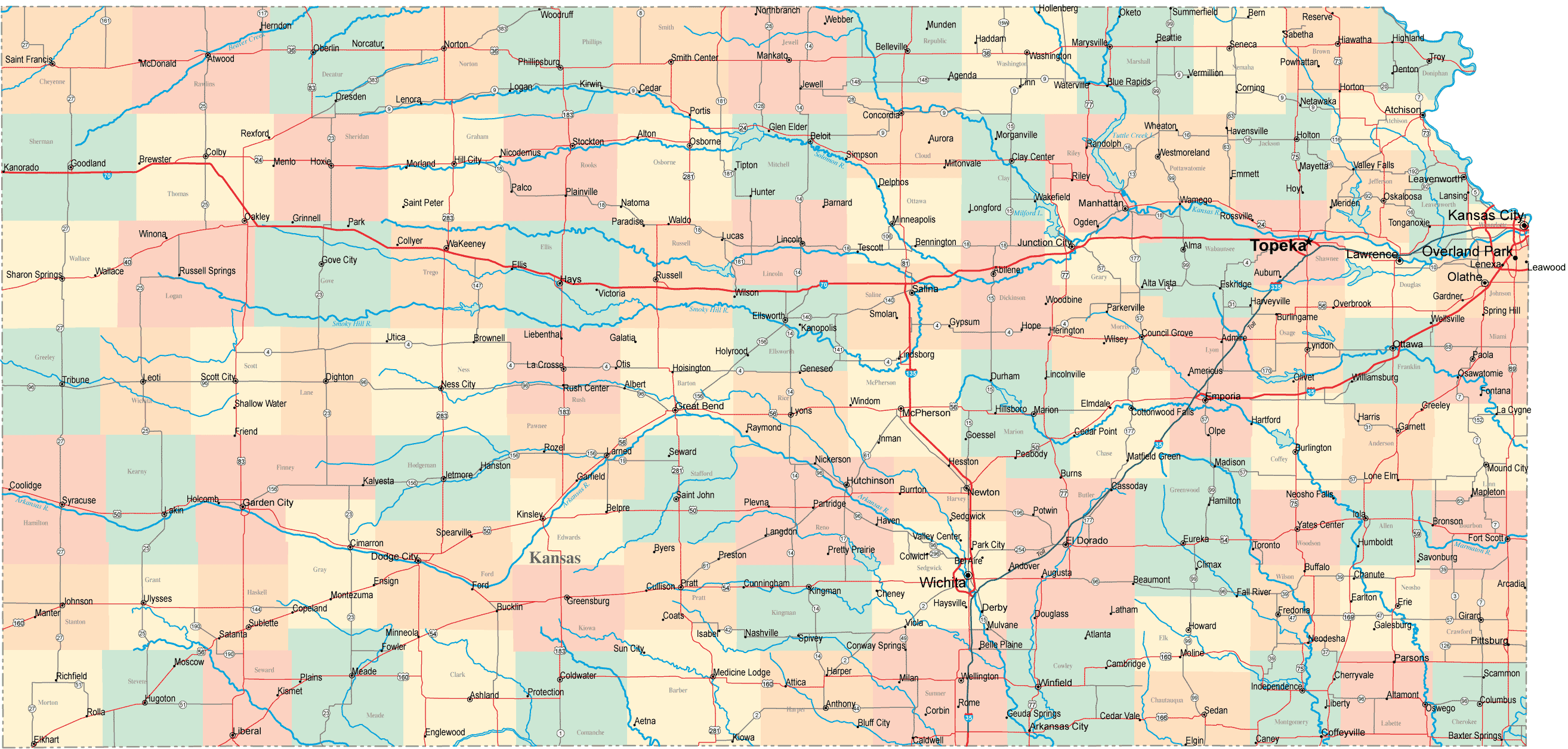 kansas villes les villes carte