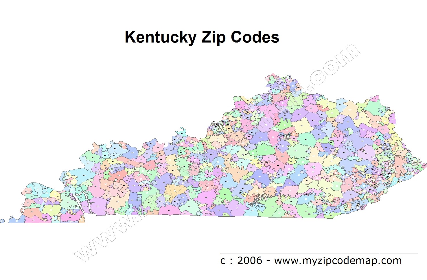 Kentucky zip code carte