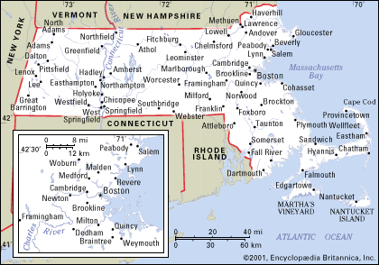 villes carte du massachusetts