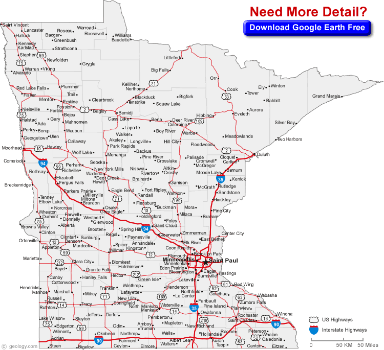 carte du minnesota villes