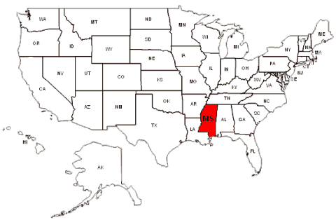 Mississippi usa carte